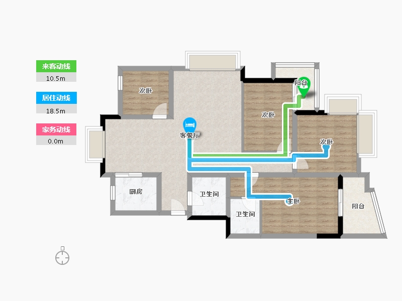 浙江省-杭州市-左岸花园-123.00-户型库-动静线