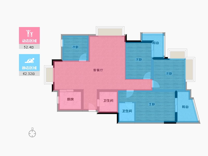 浙江省-杭州市-左岸花园-123.00-户型库-动静分区