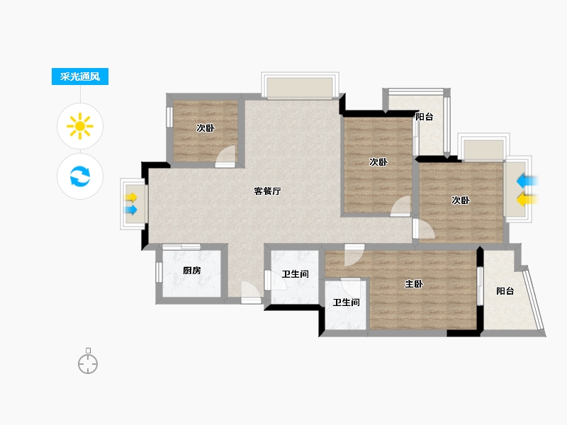 浙江省-杭州市-左岸花园-123.00-户型库-采光通风