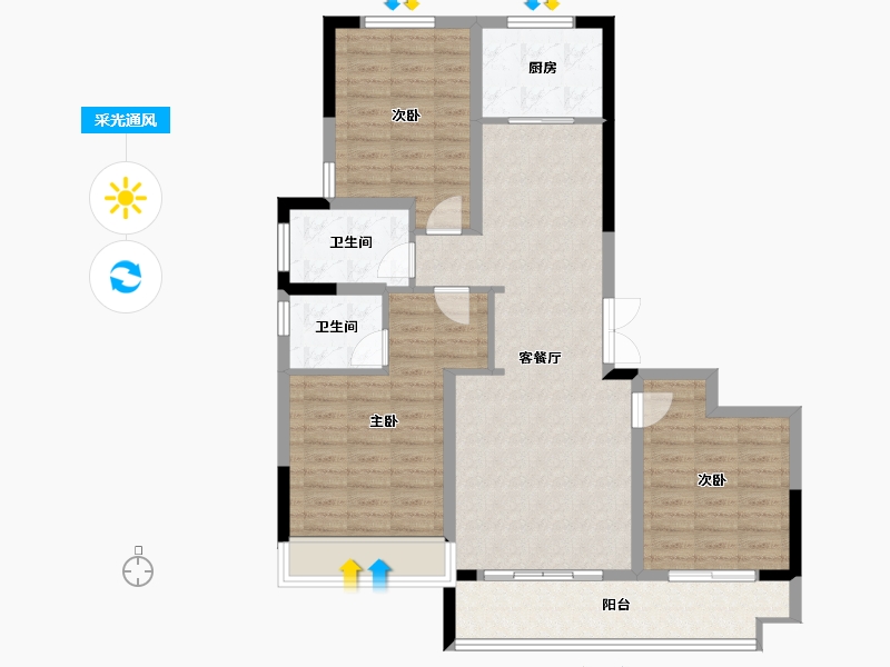 河南省-商丘市-昌隆璟园-97.74-户型库-采光通风