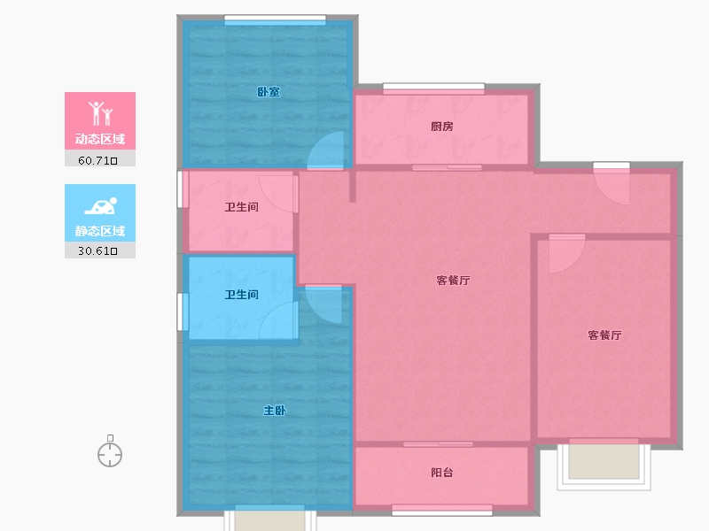 天津-天津市-雍澜园-85.84-户型库-动静分区