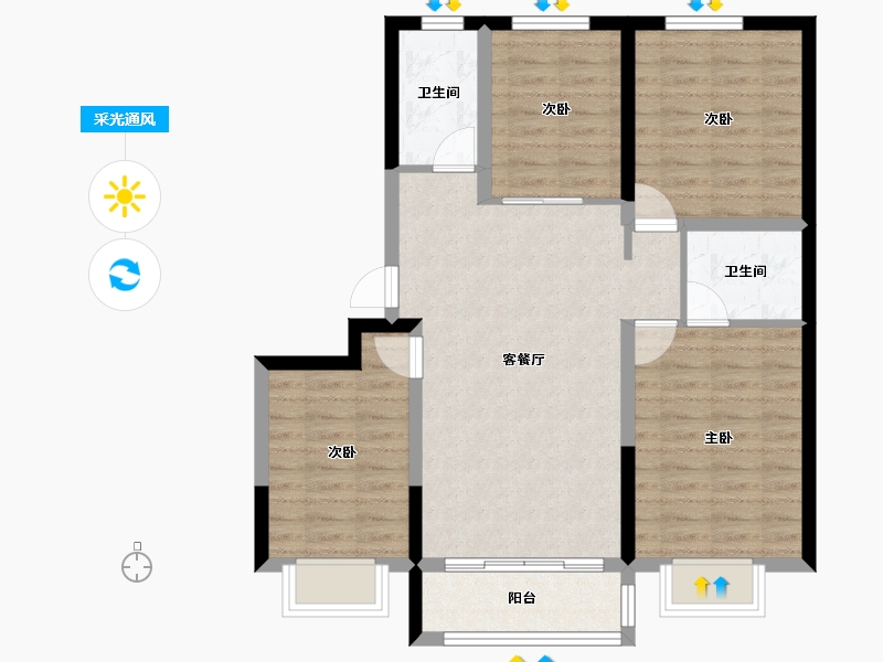 河北省-唐山市-润唐悦府-102.17-户型库-采光通风