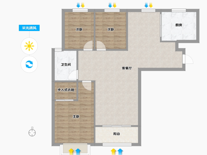 山东省-潍坊市-北大锦城-104.00-户型库-采光通风