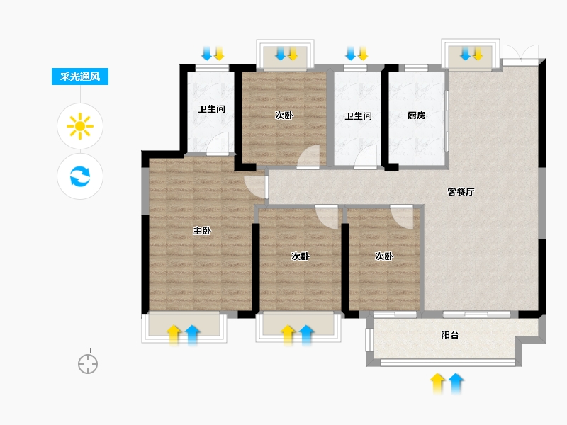 江西省-萍乡市-翰林悦府-110.03-户型库-采光通风