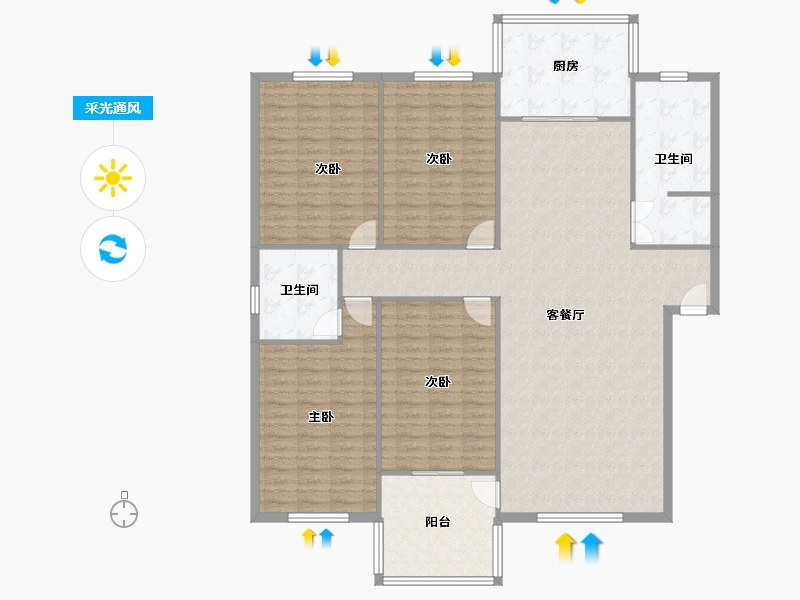 河南省-郑州市-富田丽景花园-172.00-户型库-采光通风