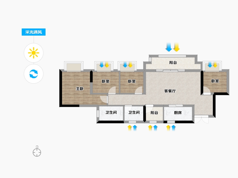 重庆-重庆市-中建滨江星城-一期-88.00-户型库-采光通风