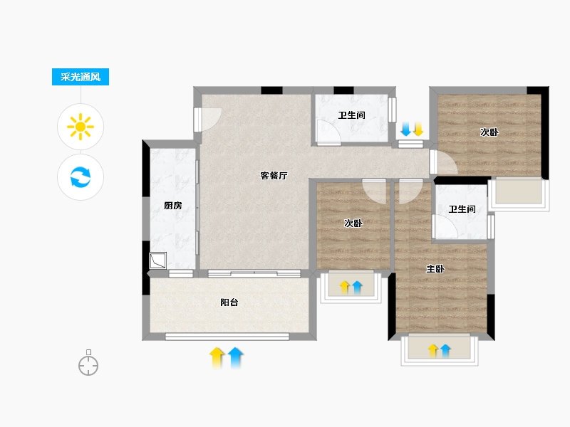 重庆-重庆市-首创禧瑞礼-81.00-户型库-采光通风