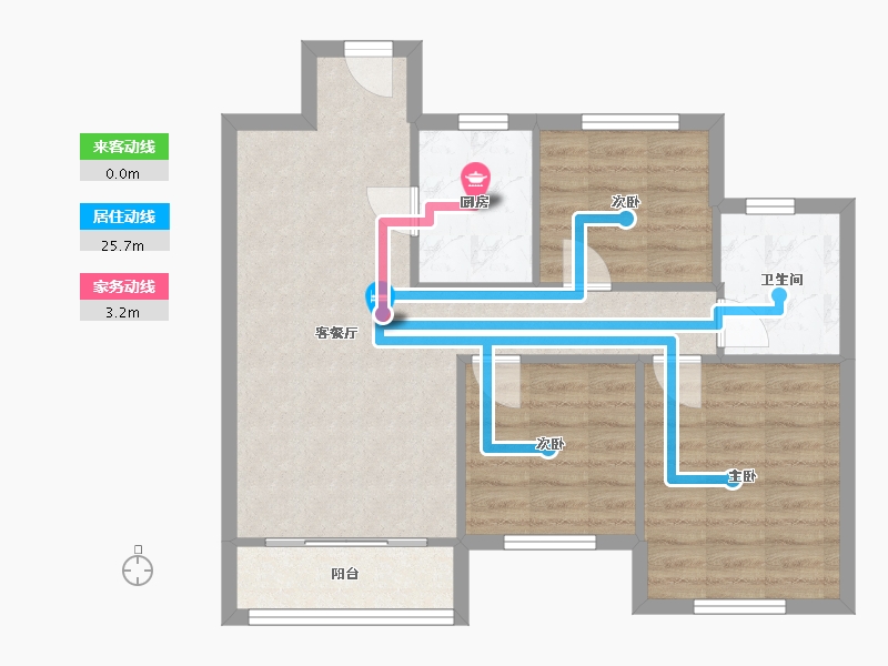 湖南省-长沙市-滨仕花园-69.30-户型库-动静线