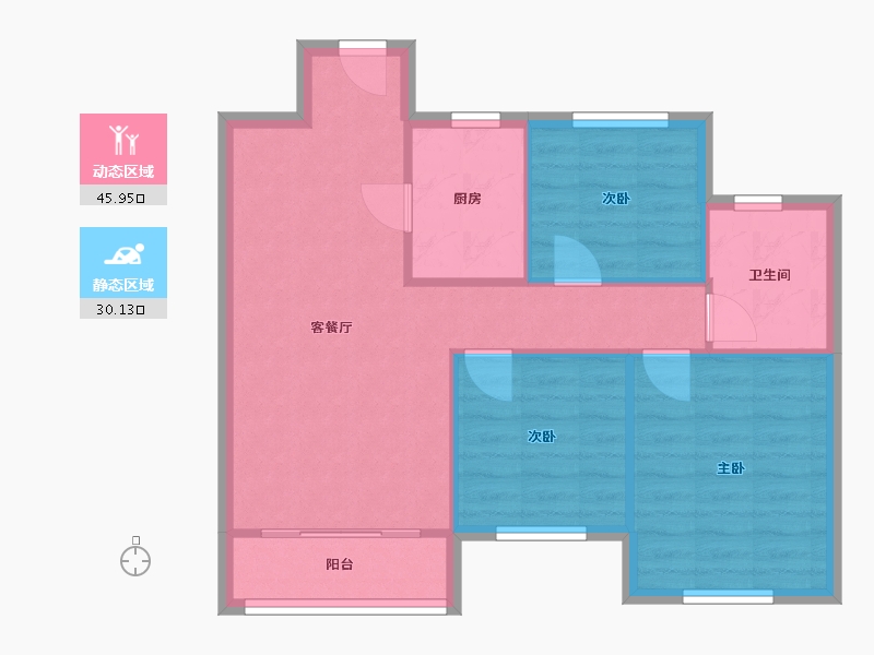 湖南省-长沙市-滨仕花园-69.30-户型库-动静分区