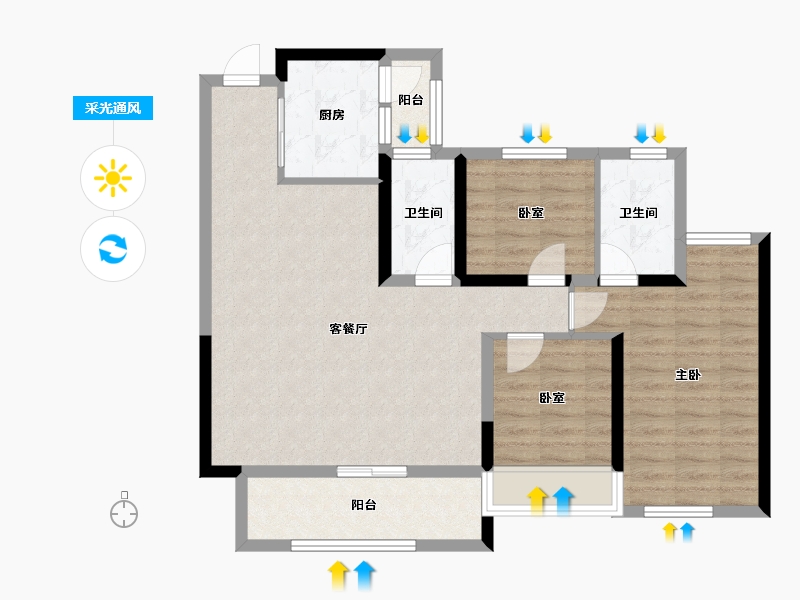 广西壮族自治区-南宁市-未来方舟-84.44-户型库-采光通风