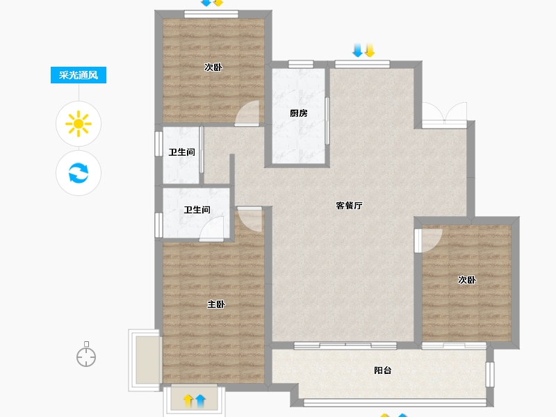 山东省-滨州市-荣盛墨香山南-116.00-户型库-采光通风