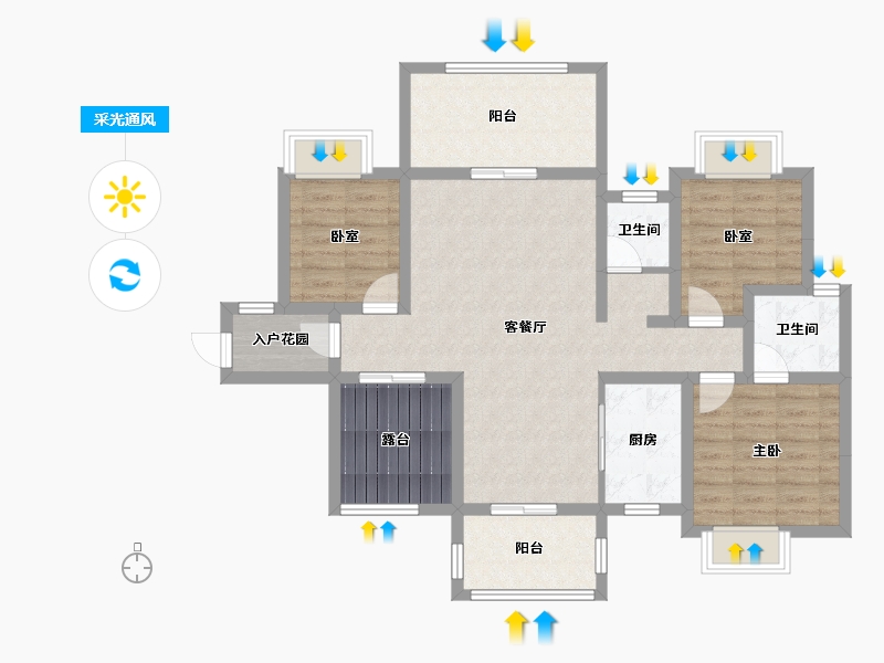 湖南省-永州市-徐福天誉-105.00-户型库-采光通风