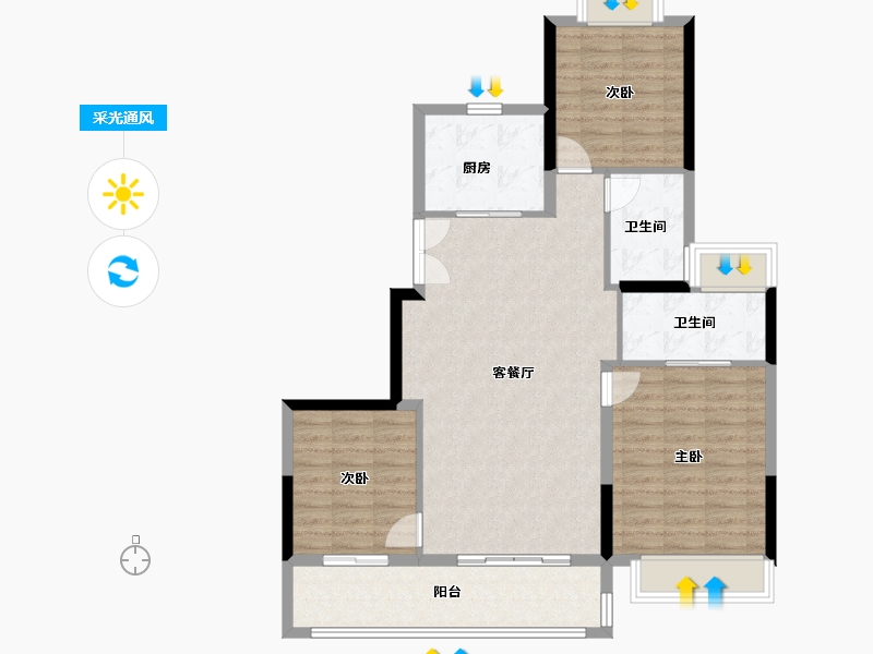 江苏省-盐城市-建发金辉珺和府-100.00-户型库-采光通风