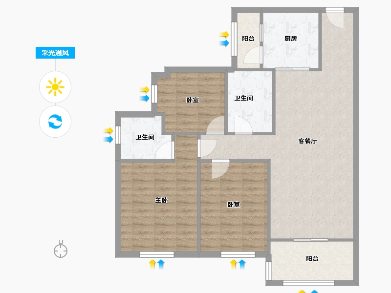 广东省-广州市-碧桂园凤凰城凤荔苑-89.00-户型库-采光通风