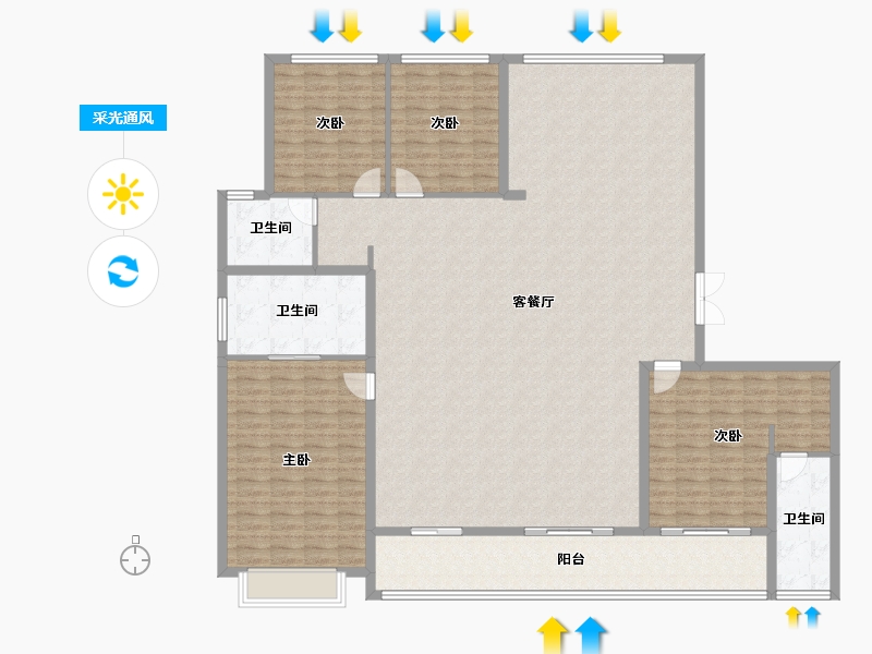 浙江省-金华市-云峯ONE-204.80-户型库-采光通风