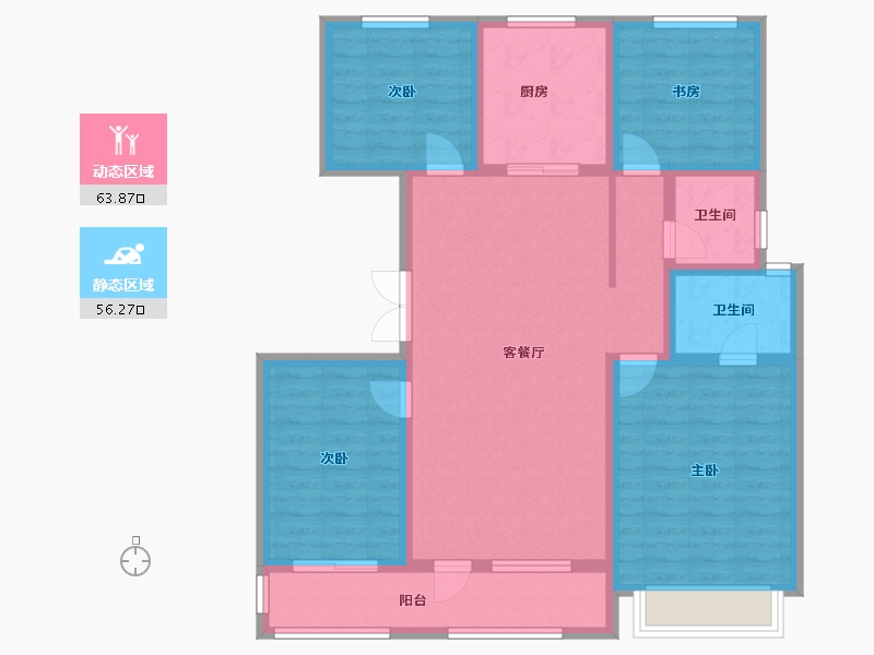 宁夏回族自治区-中卫市-玺苑-106.40-户型库-动静分区