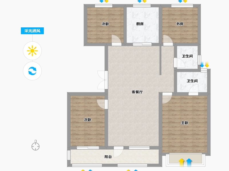 宁夏回族自治区-中卫市-玺苑-106.40-户型库-采光通风