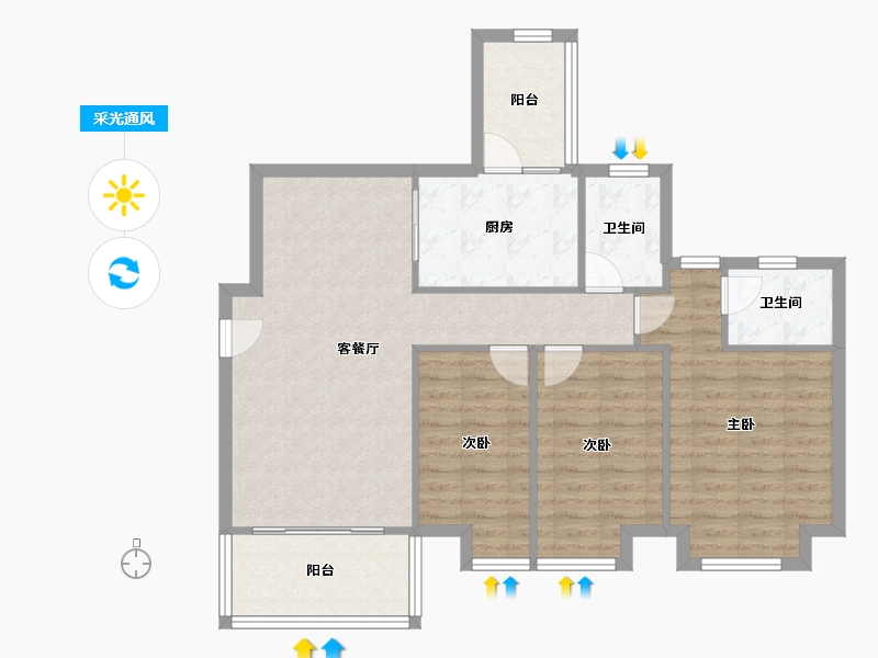 广东省-广州市-岭南新世界-71.36-户型库-采光通风