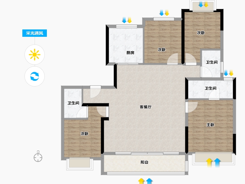 江苏省-盐城市-建发金辉珺和府-140.00-户型库-采光通风