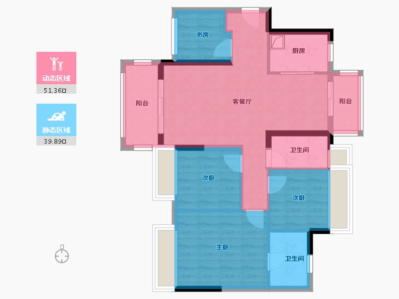 广东省-中山市-骏珑汇景湾-85.60-户型库-动静分区