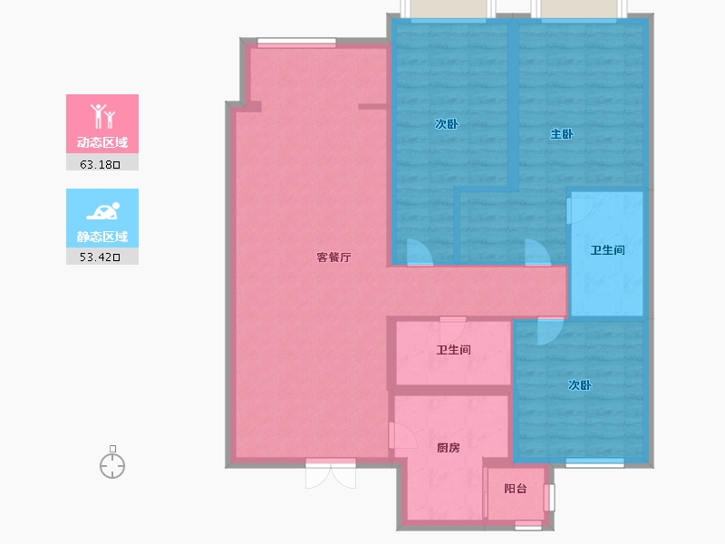 山西省-吕梁市-清熙香槟-105.34-户型库-动静分区