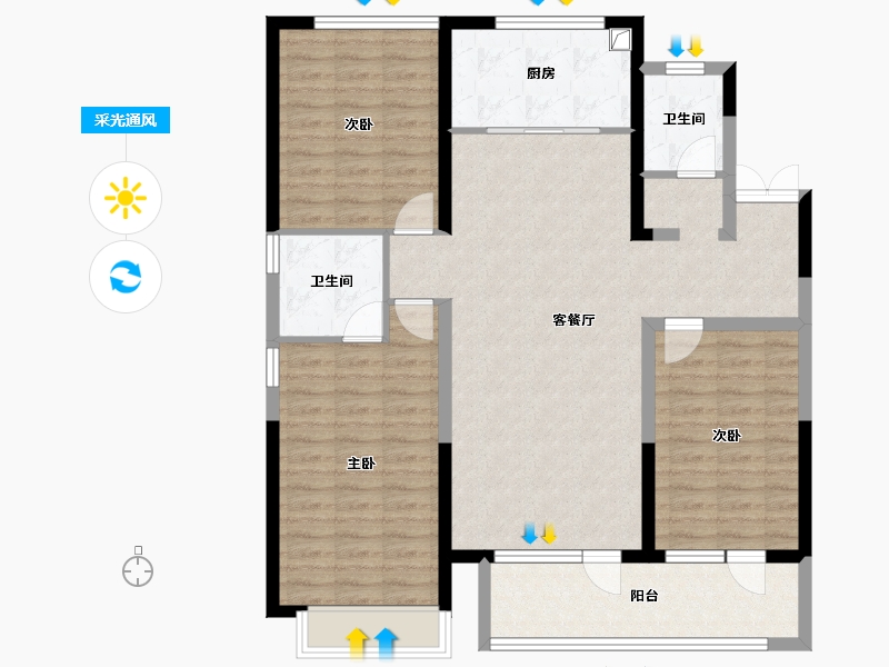 河北省-石家庄市-安联天颂-113.32-户型库-采光通风