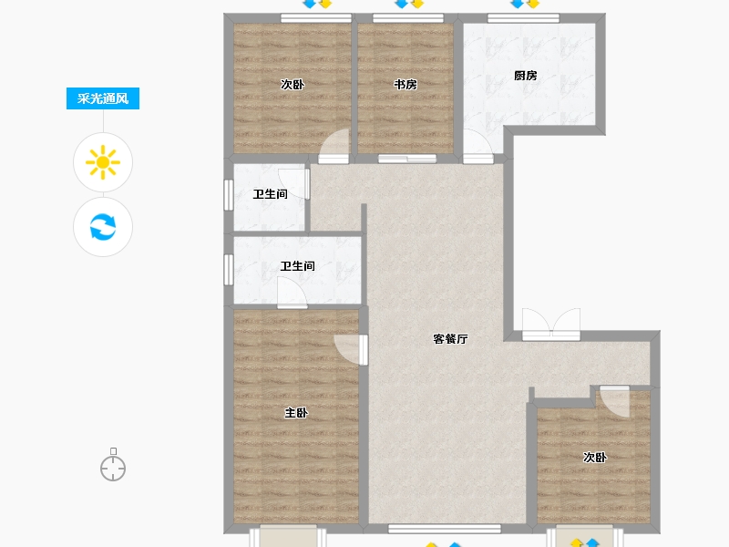 北京-北京市-中建壹品学府公馆-120.00-户型库-采光通风