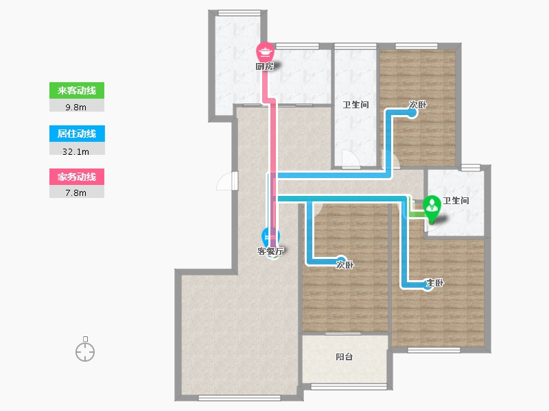 山东省-潍坊市-金宸公馆3号院-126.40-户型库-动静线