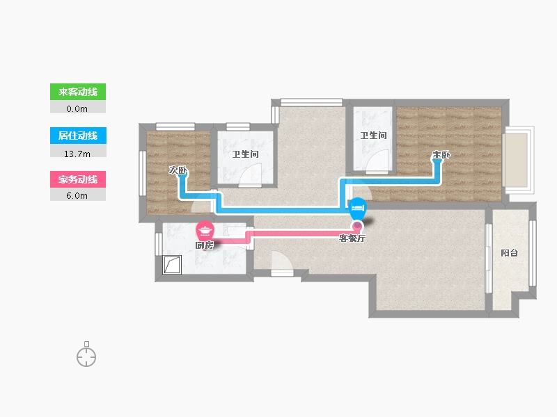 浙江省-杭州市-东南钱江蓝湾-74.00-户型库-动静线