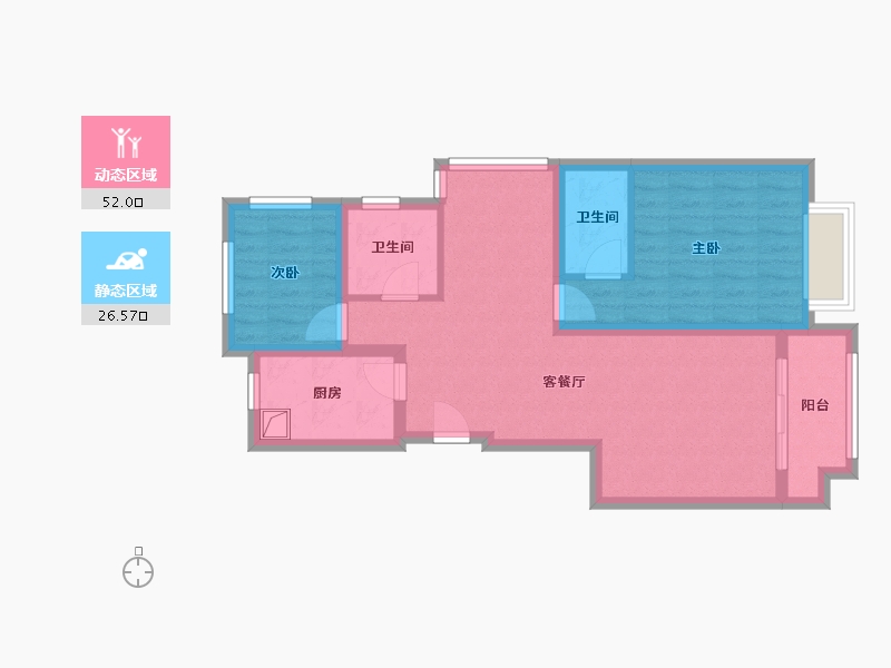 浙江省-杭州市-东南钱江蓝湾-74.00-户型库-动静分区