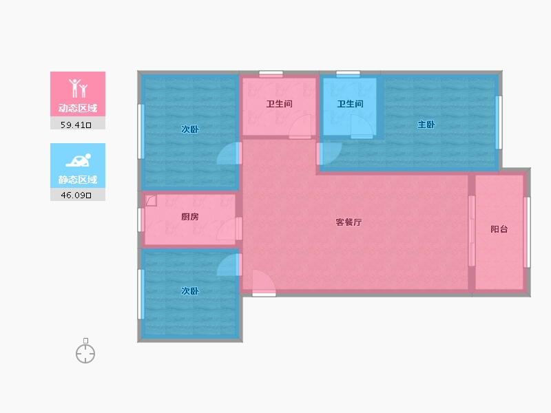 河北省-邢台市-现代城领秀-94.02-户型库-动静分区