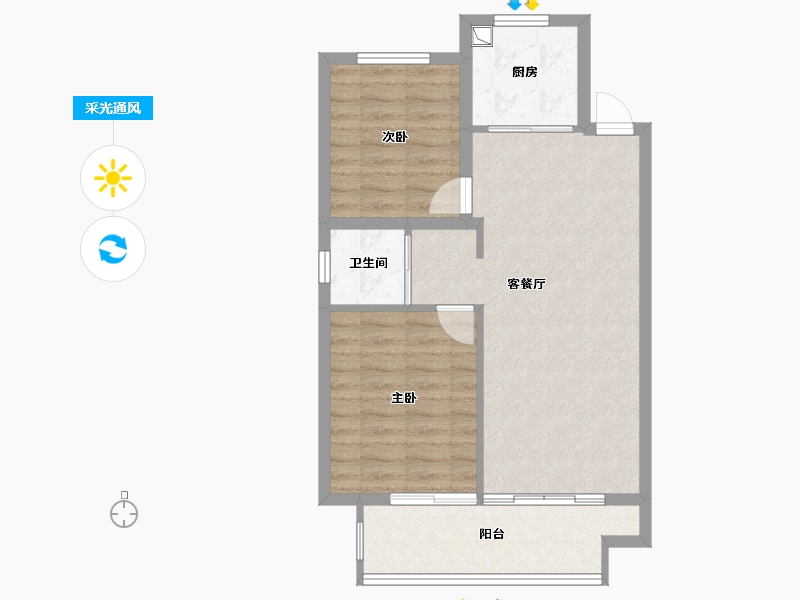 陕西省-榆林市-中梁星海悦府-75.00-户型库-采光通风