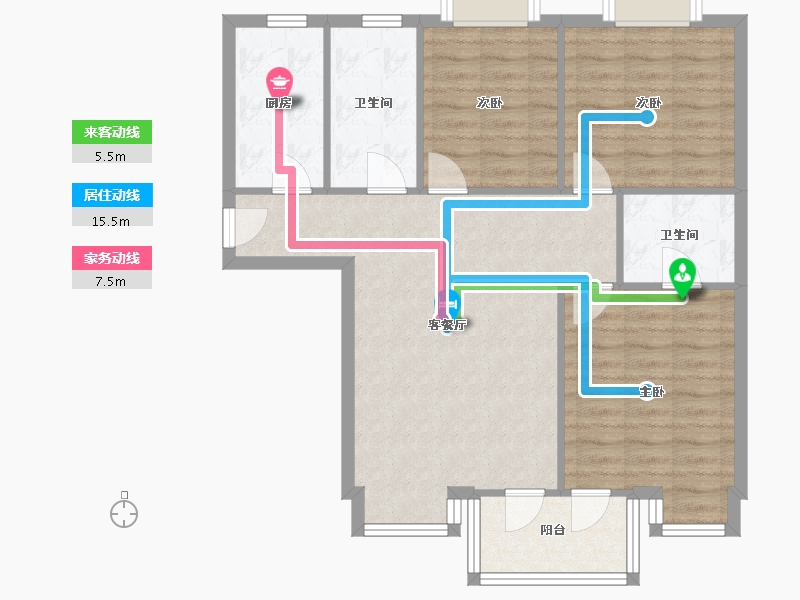 江苏省-南京市-润花园-86.40-户型库-动静线