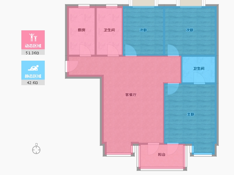 江苏省-南京市-润花园-86.40-户型库-动静分区