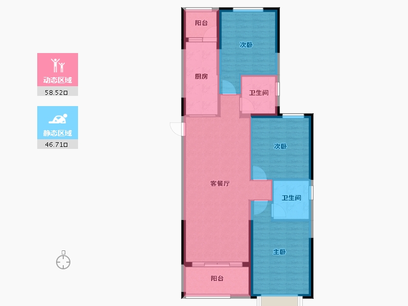 山西省-朔州市-朔州恒大华府-105.24-户型库-动静分区