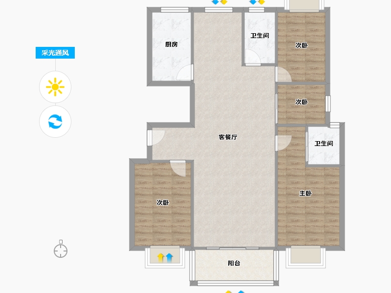 山东省-临沂市-秀水雅苑小区-120.70-户型库-采光通风