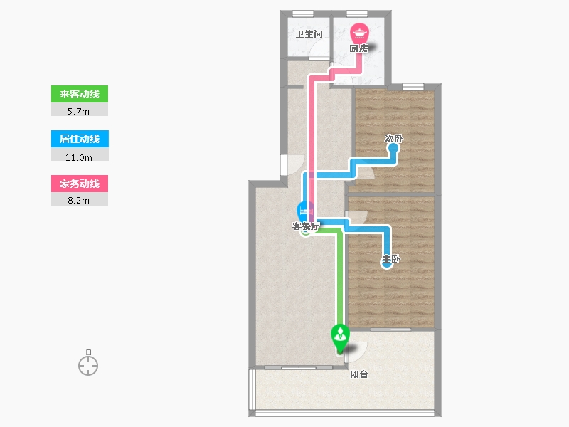 浙江省-杭州市-银河小区-75.00-户型库-动静线