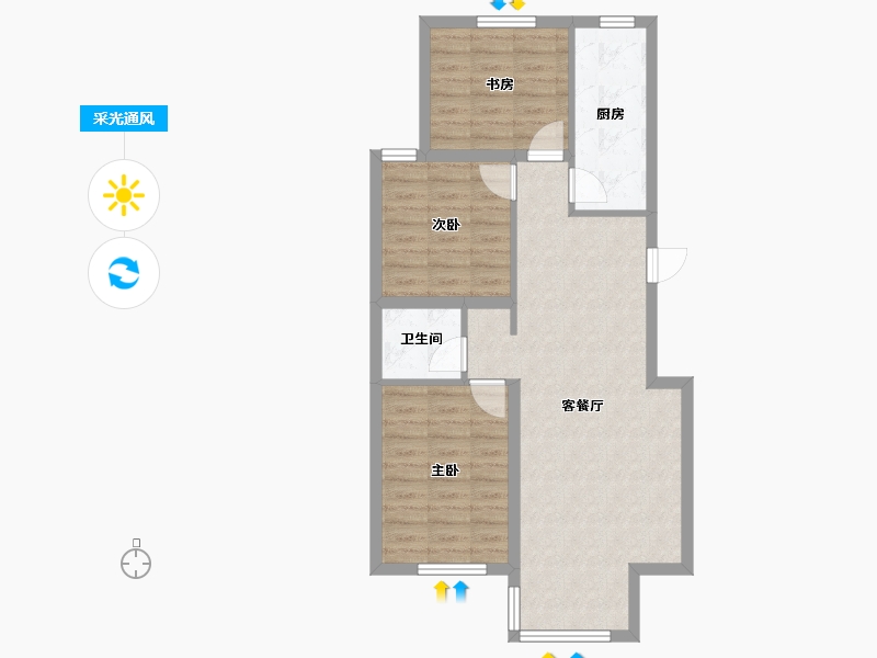 新疆维吾尔自治区-五家渠市-龙壹华府-89.00-户型库-采光通风