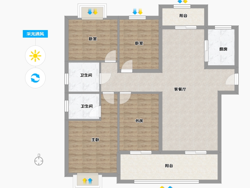 河南省-信阳市-锦江城三期-115.82-户型库-采光通风