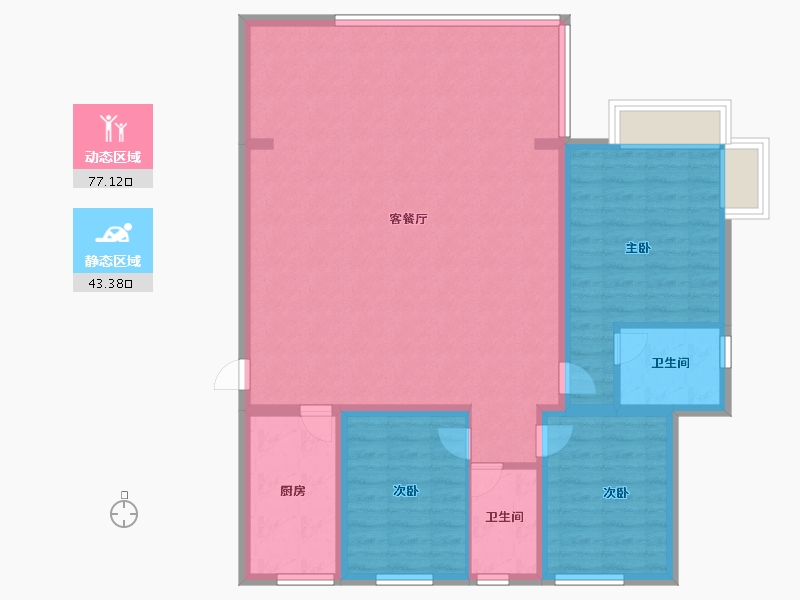 河南省-郑州市-澳龙港湾-109.60-户型库-动静分区