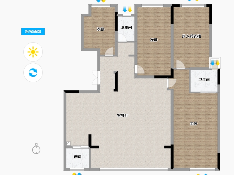 重庆-重庆市-华侨城嘉陵江天-180.00-户型库-采光通风