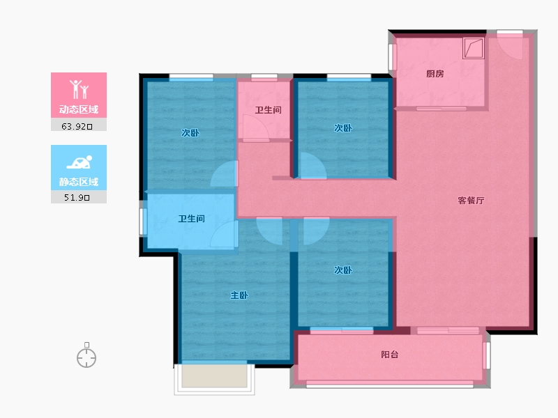 江苏省-盐城市-长坝锦海家园-104.00-户型库-动静分区