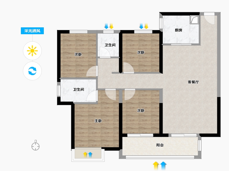 江苏省-盐城市-长坝锦海家园-104.00-户型库-采光通风