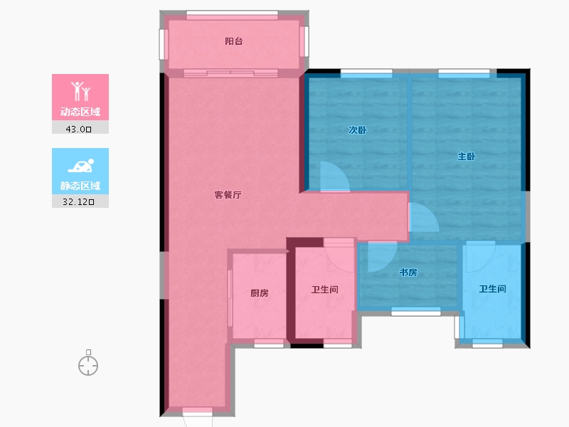 陕西省-西安市-滨江翡翠城-73.60-户型库-动静分区