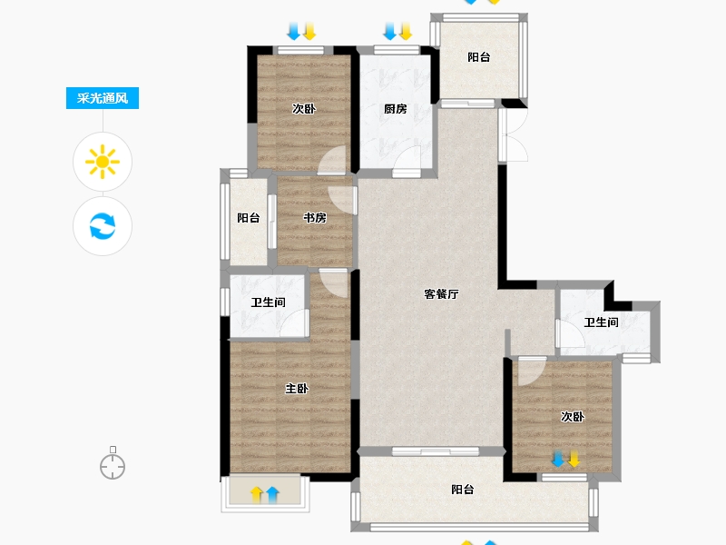 湖南省-湘潭市-五矿万境水岸-120.09-户型库-采光通风