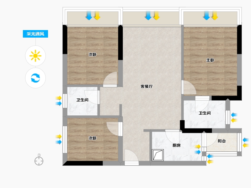 四川省-成都市-武侯樾府-71.20-户型库-采光通风