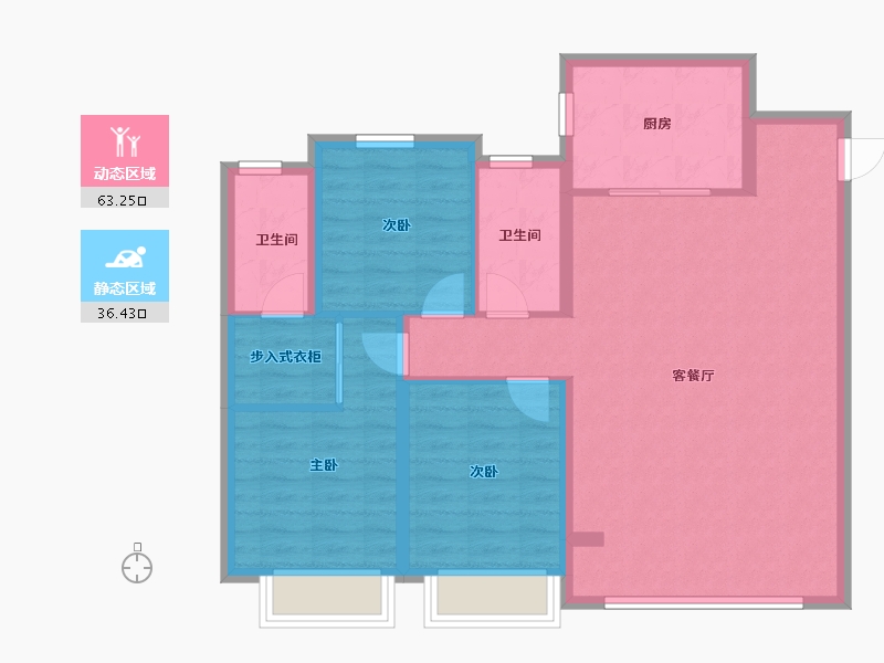 陕西省-西安市-融创西安宸院-93.00-户型库-动静分区