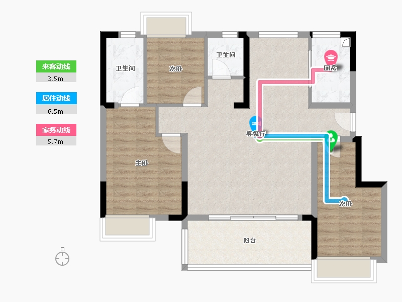 江苏省-无锡市-澄江明月-90.40-户型库-动静线