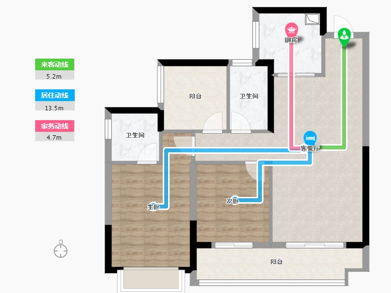 湖南省-长沙市-长沙北中心保利时代-86.40-户型库-动静线