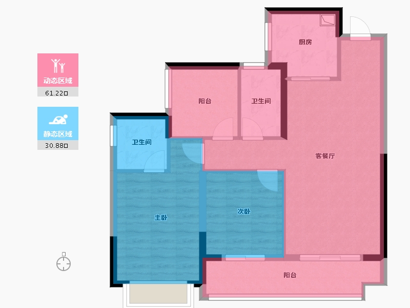 湖南省-长沙市-长沙北中心保利时代-86.40-户型库-动静分区